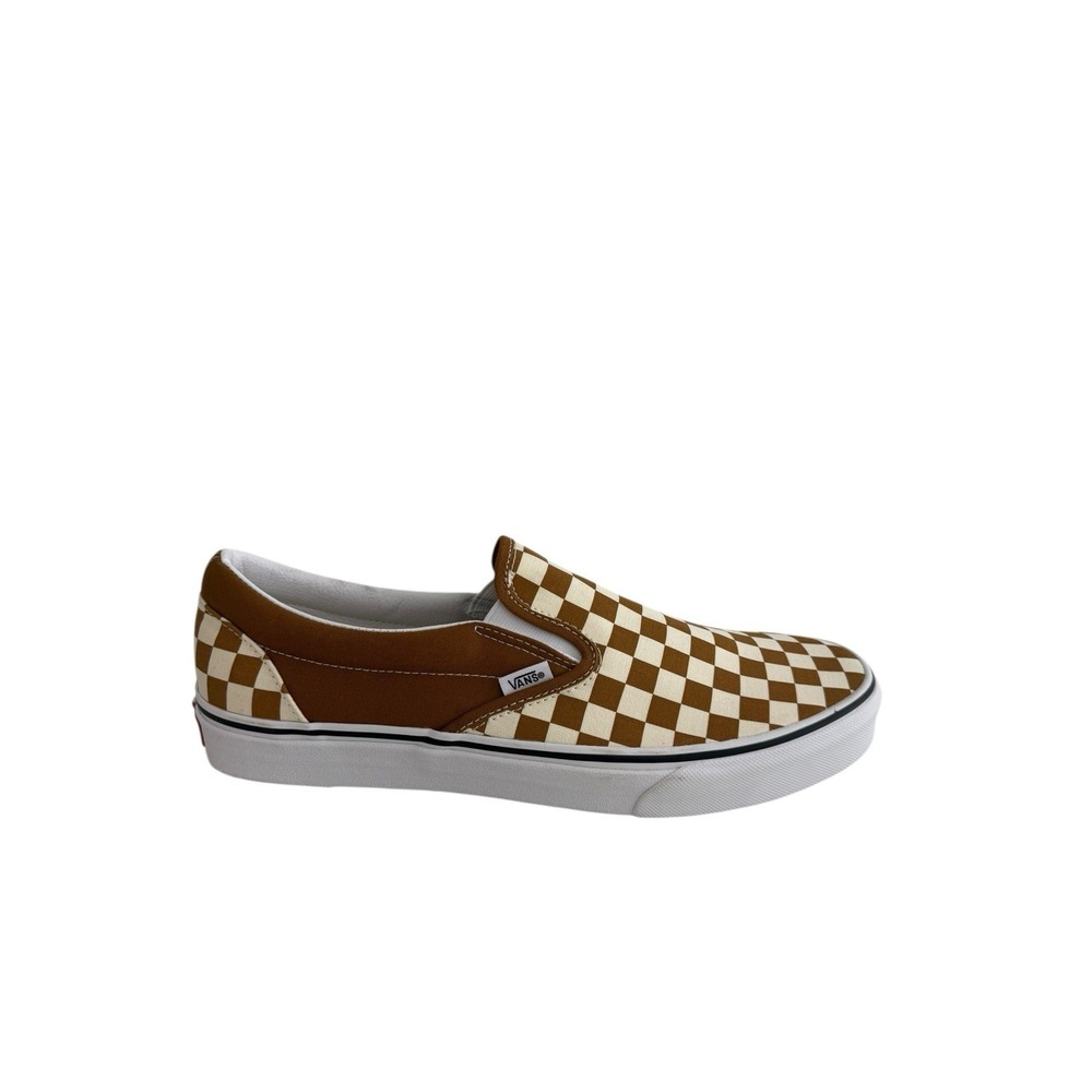 Vans Brown and White Checkerboard Classic Slip-On